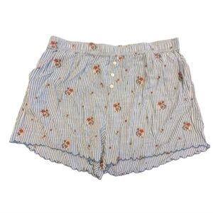 Sundance Womens Blue Striped Floral Embroidered Shorts Festival Summer Casual XL